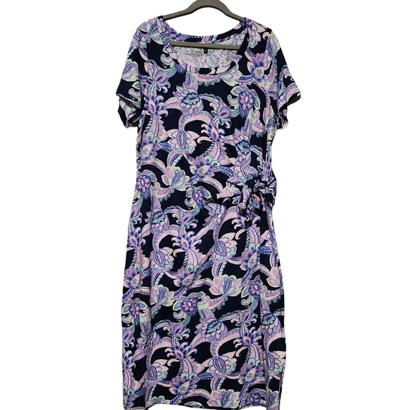 Talbots Dresses & Skirts - TALBOTS Plus Petite Purple Floral 100% Cotton Short Sleeve Maxi Dress Size 1Xp